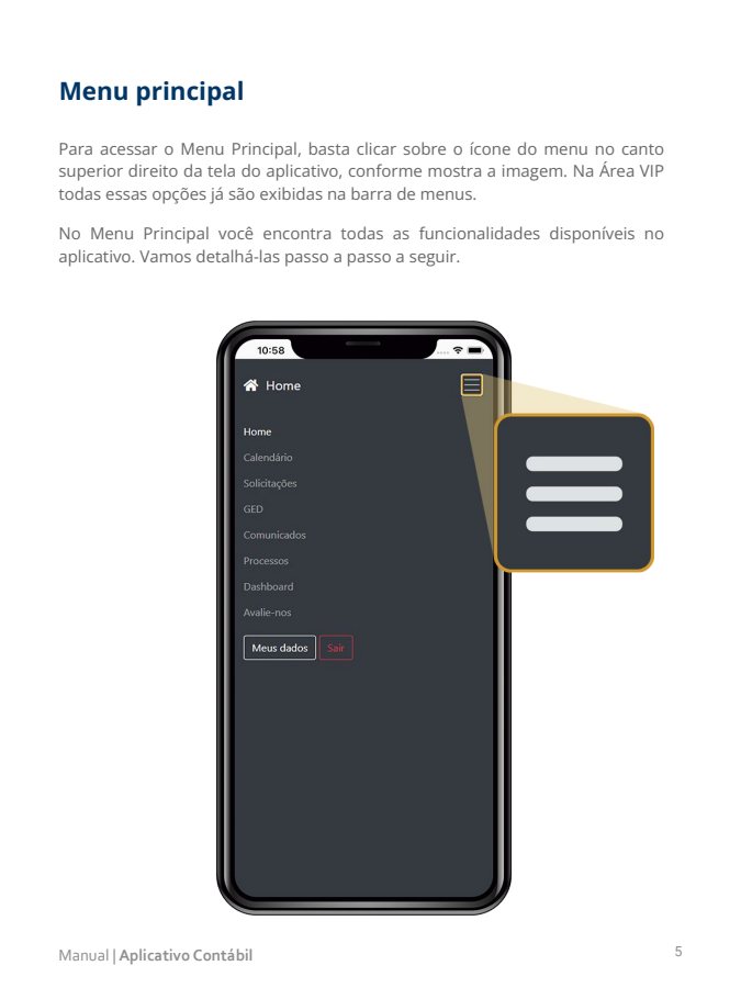 Tela do manual: Menu principal