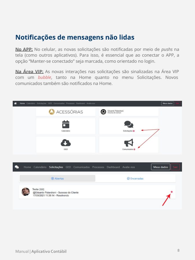 Tela do manual: Notificações